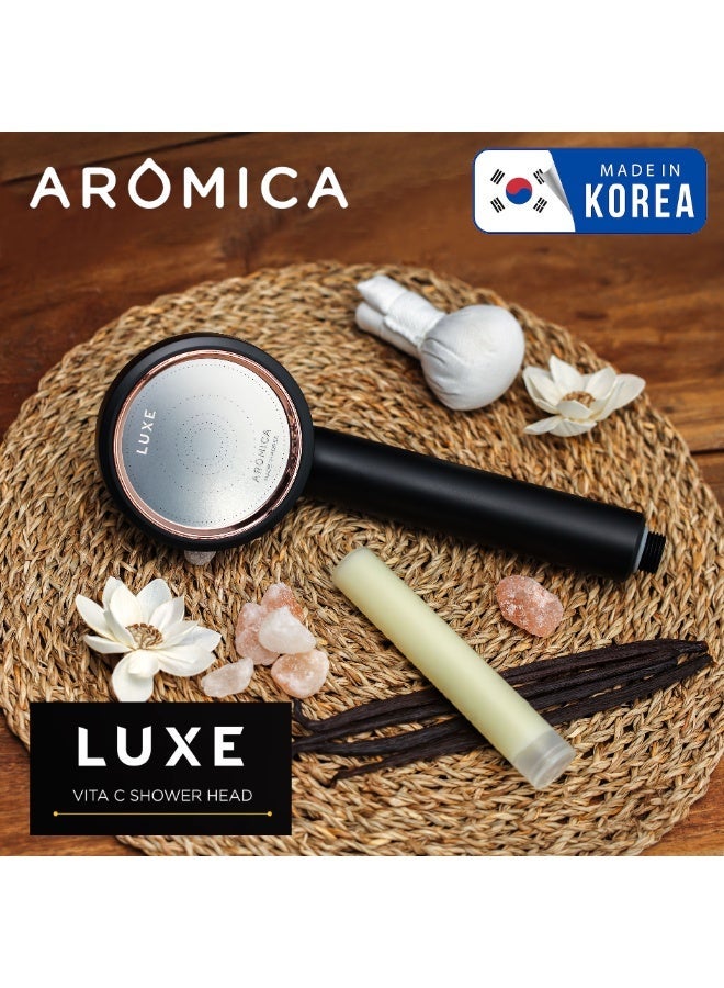 اروميكا رأس دش AROMICA ARO LUXE فاخر بتصميم أسود مطفي – صناعة كورية - Image 1